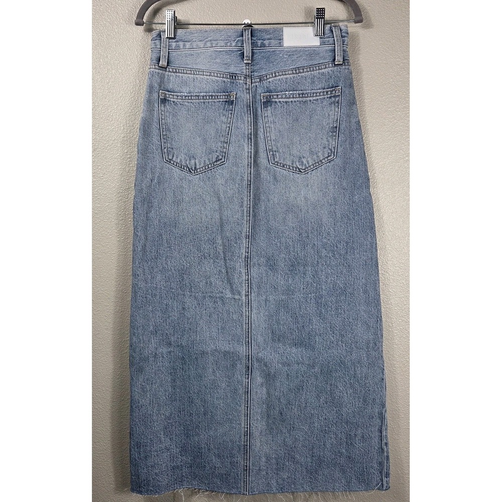 Pistola‎ Alice Denim Midi Skirt Women Size 25 Light High Rise Front Slit Raw Hem - Picture 6 of 10